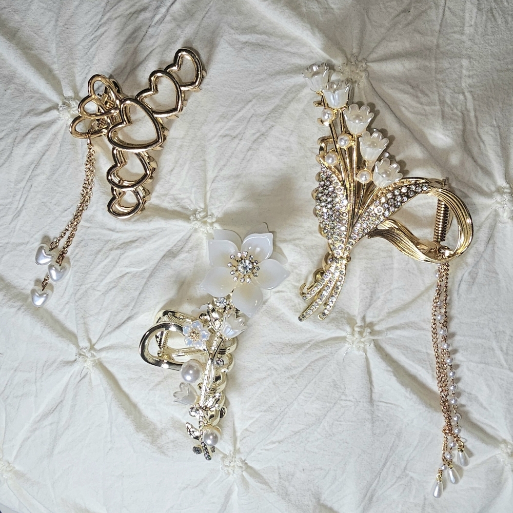 Set of Three Boho Claw Clips